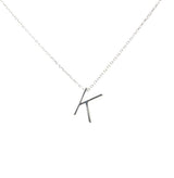Sterling Silver 3D K Letter Pendant Necklace - Personalized Initial