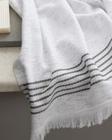 Opherna Plush Cotton Bath Towel - White and Grey