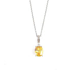 925 Sterling Silver Oval Citrine-Colored Zircon Pendant Necklace