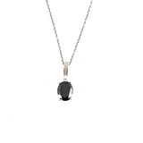 925 Sterling Silver Oval Black Onyx Gemstone Pendant Necklace