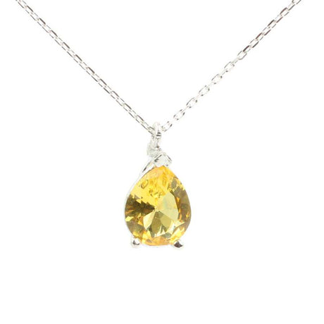 925 Sterling Silver Synthetic Citrine Solitaire Pendant Necklace