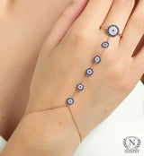 925 Sterling Rose Silver Evil Eye Hand Chain with Zircon