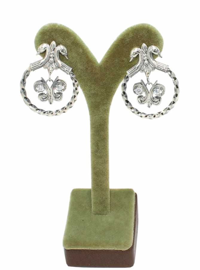Premium 925 Sterling Silver Swan Antique Earrings