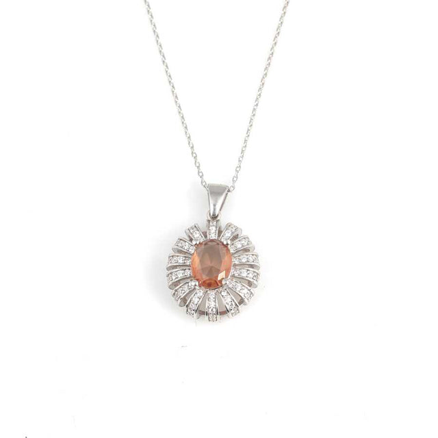 Sterling Silver Zultanite Pendant Necklace - Oval Halo Design