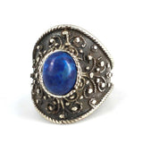 925 Sterling Silver Lapis Lazuli Ornate Statement Ring