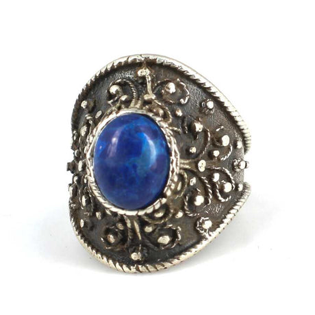 925 Sterling Silver Lapis Lazuli Ornate Statement Ring