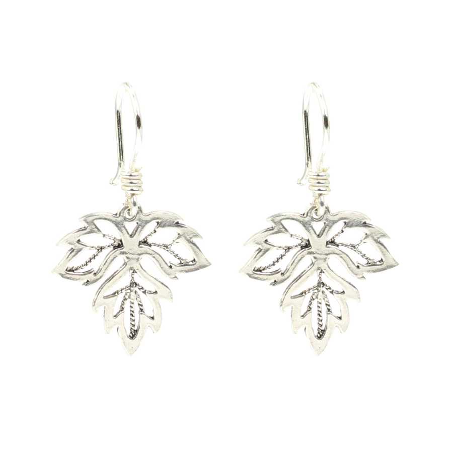 925 Sterling Silver Earrings - Plane Leaf Filigree Design