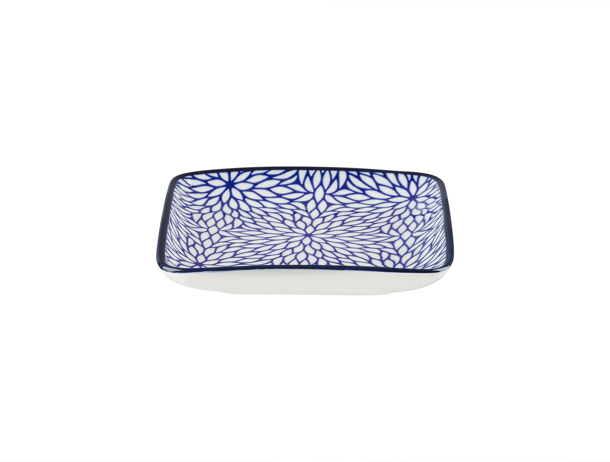 New Bone China Square Plate - Elegant Blue Dream Drancy Motif