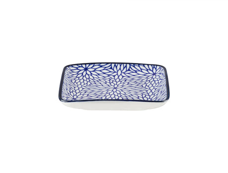 New Bone China Square Plate - Elegant Blue Dream Drancy Motif