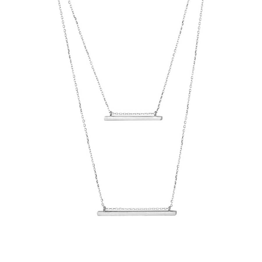 Sterling Silver Double Bar Necklace - Minimalist Layered Style