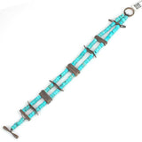 Sterling Silver Turquoise Gemstone Bracelet - Rectangular Link Style
