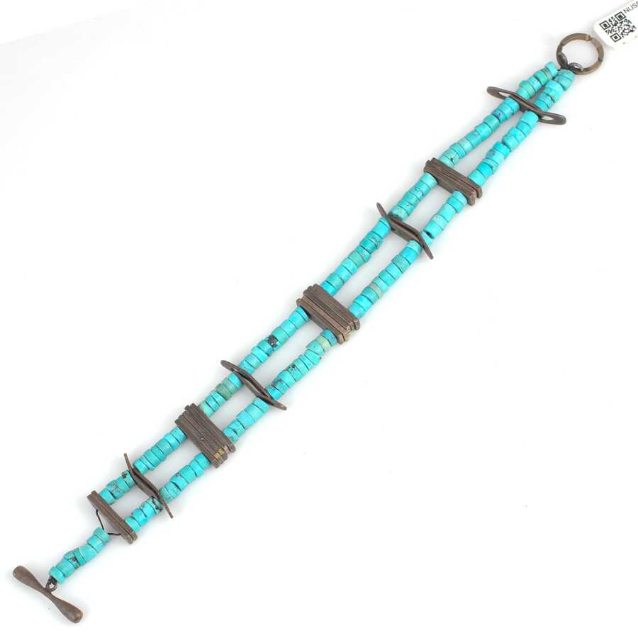Sterling Silver Turquoise Gemstone Bracelet - Rectangular Link Style