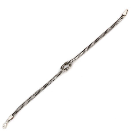925 Sterling Silver Fox Tail Chain Love Knot Bracelet - Elegant Design