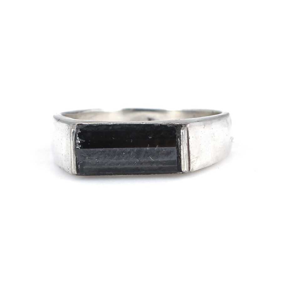 925 Sterling Silver Men's Onyx Ring - Bold Cylindrical Design