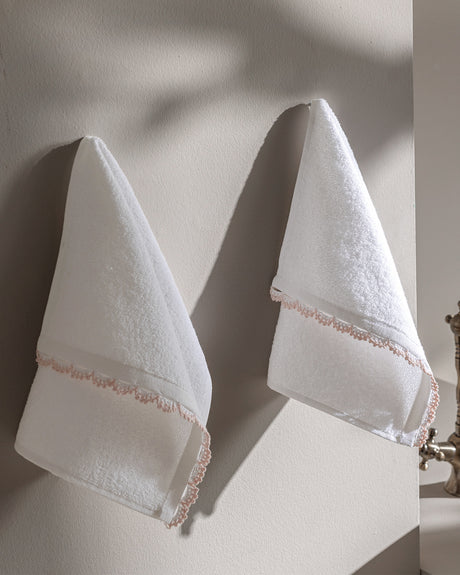 100% Cotton 2-Piece Hand Towel Set - Elegant Crochet Detail