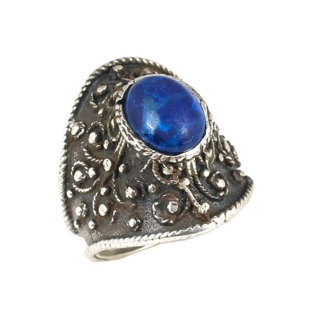 925 Sterling Silver Lapis Lazuli Ornate Statement Ring
