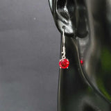 Sterling Silver Round Large Synthetic Ruby Stone Earrings