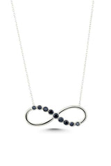 Elegant 925 Sterling Silver Black Zircon Pave Infinity Necklace