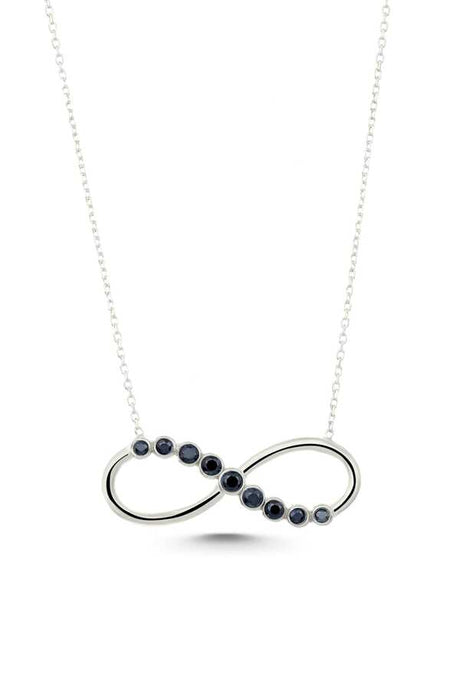 Elegant 925 Sterling Silver Black Zircon Pave Infinity Necklace