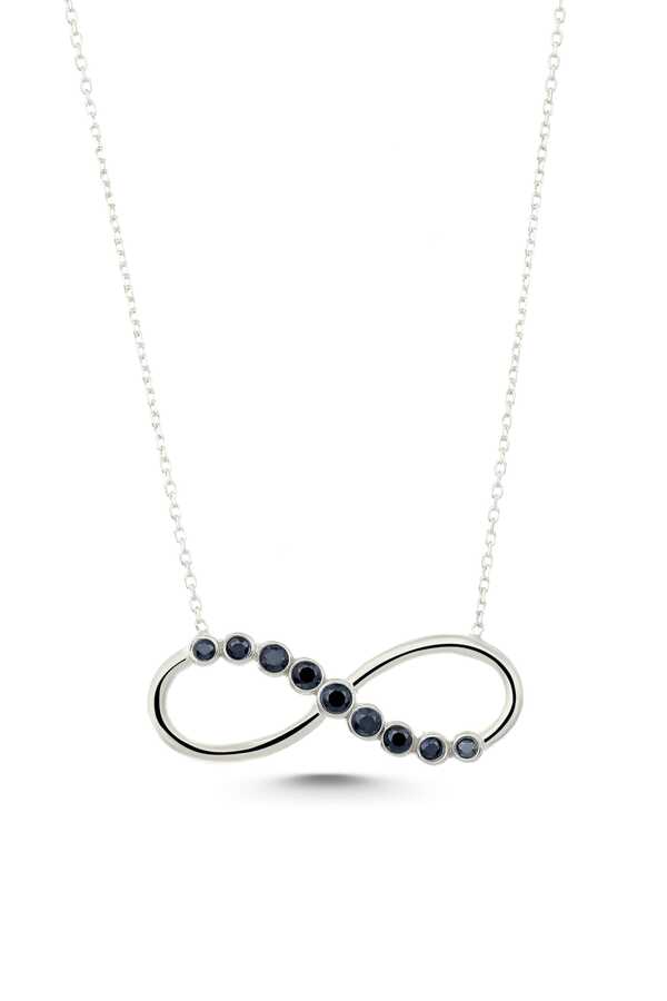 Elegant 925 Sterling Silver Black Zircon Pave Infinity Necklace