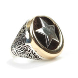 Sterling Silver Men's Ring with Crescent & Star Historical Motif