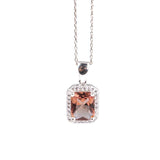 925 Sterling Silver Zultanite & Zircon Rectangular Halo Necklace