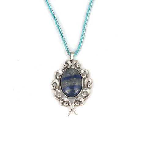 Sterling Silver Lapis Lazuli Filigree Pendant Necklace