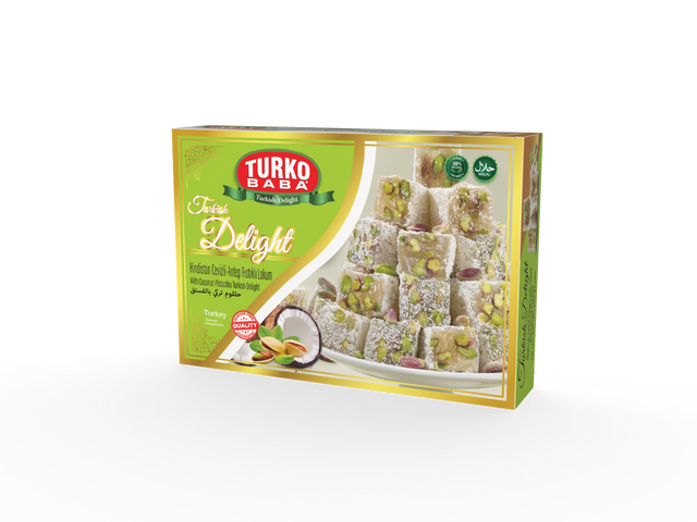 TURKOBABA Professional Coconut Pistachio Turkish Delight - 225g