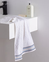 Tournant 100% Cotton Face Hand Towel - White & Navy Blue