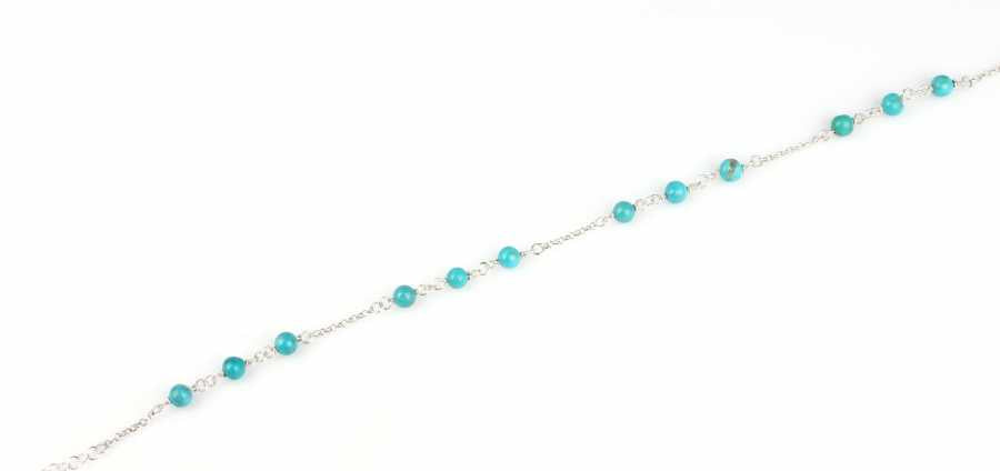 925 Sterling Silver Multi-Stone Turquoise Anklet