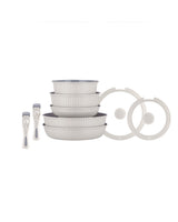 9 Piece Cookware Set - Soft Ecru Kitchen Pots & Pans