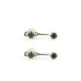 Sterling Silver Onyx Double Stone Earrings - Convertible Style
