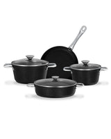 Titanium 7-Piece Nonstick Cookware Set, Black Pots and Pans