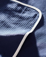 Twin Size 100% Cotton Pique Blanket, Piped Edge - Navy & White