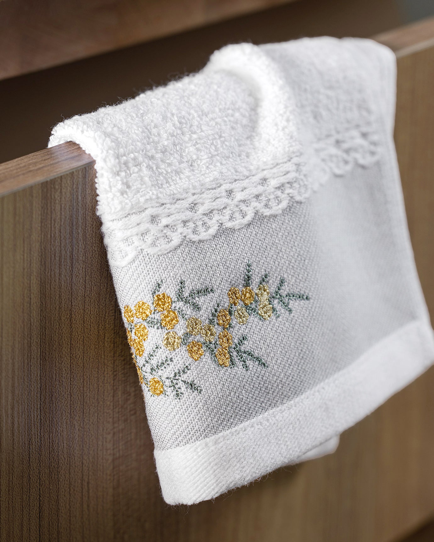 Pansy Embroidered 100% Cotton Hand Towel Set - 2 Pack