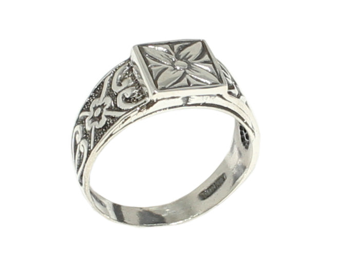 Bague florale en argent sterling - Design élégant de fleur épanouie