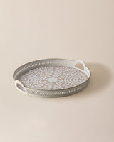 Plastic Woven Serving Tray - Round Textured Design