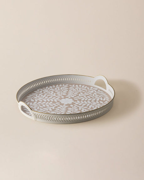 Plastic Woven Serving Tray - Round Textured Design
