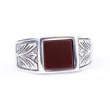 Bague pour homme en argent sterling - Design en pierre d'agate à motif