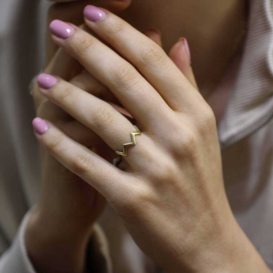 Sterling Silver Zigzag Ring - Modern Geometric Design
