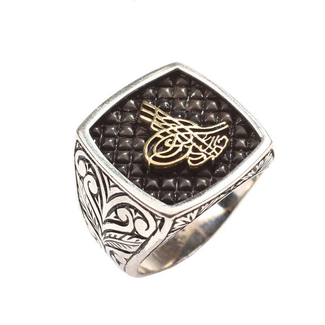 Sterling Silver Men's Ring - Ottoman Calligraphy Seal Design