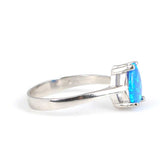 Professional 925 Sterling Silver Blue Opal Teardrop Ring