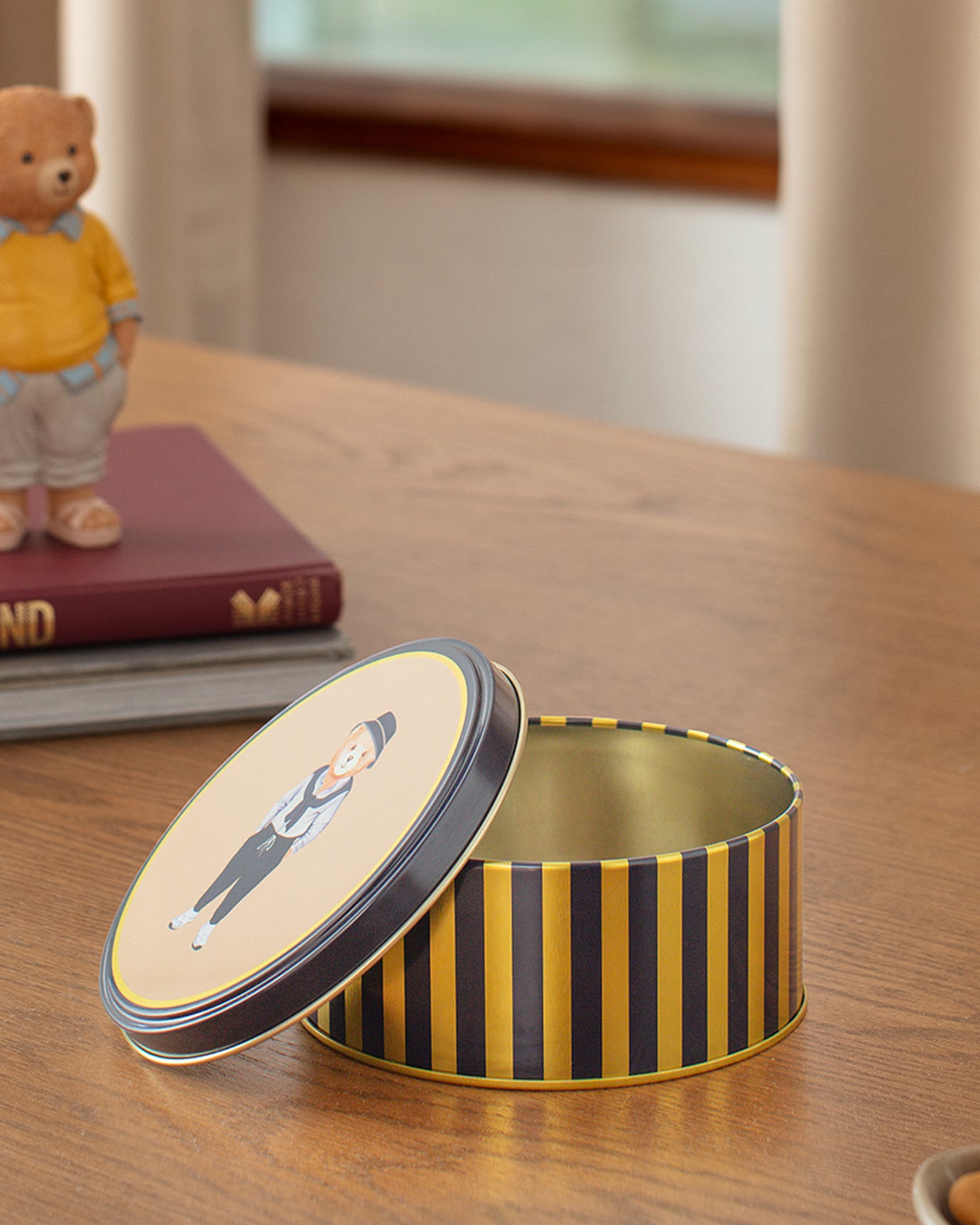 Small Round Metal Storage Box - Decorative Home Organizer