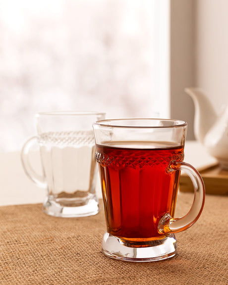 Elegant Glass 4-Piece Tea Cup Set - Calais Collection Design