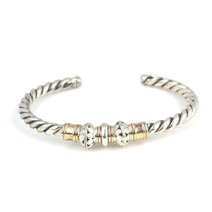 925 Sterling Silver Men's Triple-Twisted Ball Bracelet