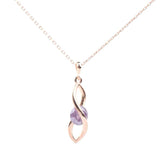 Rose Sterling Silver Frosted Amethyst Infinity Pendant Necklace