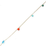 Sterling Silver Coral, Turquoise & Evil Eye Charm Anklet