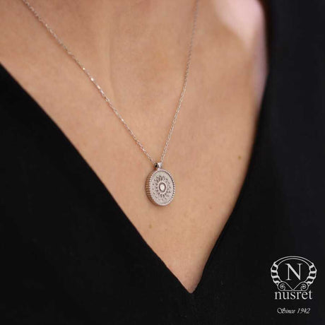 Authentic 925 Sterling Silver Knight Medallion Pendant Necklace