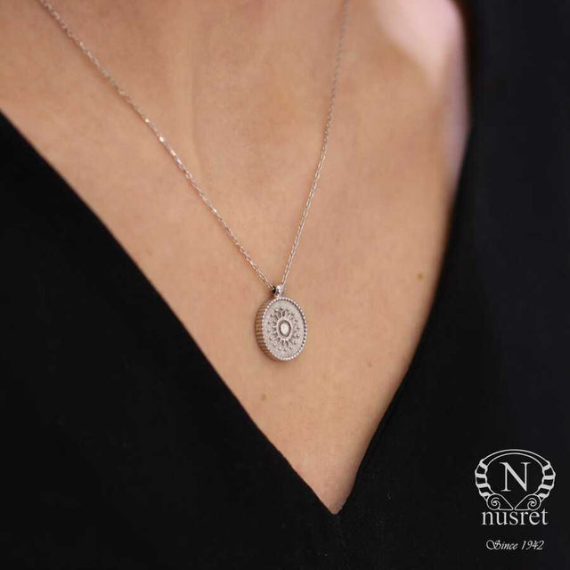 Authentic 925 Sterling Silver Knight Medallion Pendant Necklace