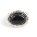 925 Sterling Silver Oval Onyx Men's Ring - Polished Finish
